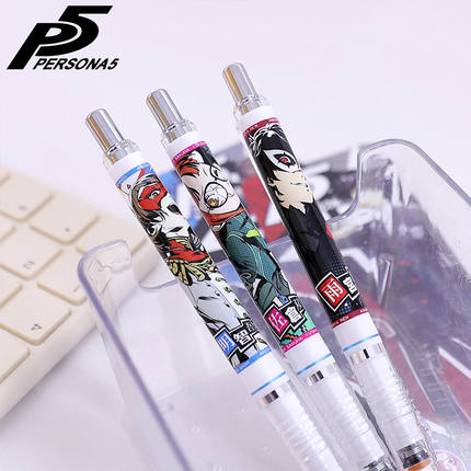 日本ZEBRA斑马P5女神异闻录限定DIY贴纸自动铅笔雨宫莲明智吾郎笔