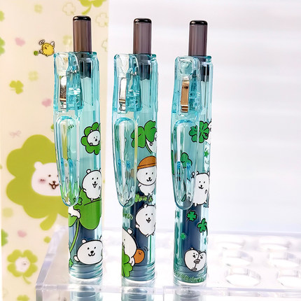 新款日本ZEBRA斑马四叶草自嘲熊限定系列DIY贴纸款按动中性笔黑笔