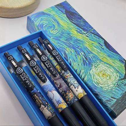 斑马zebra第二代梵高限定笔DIY贴纸中性笔JJ15不晕染速干黑色笔芯