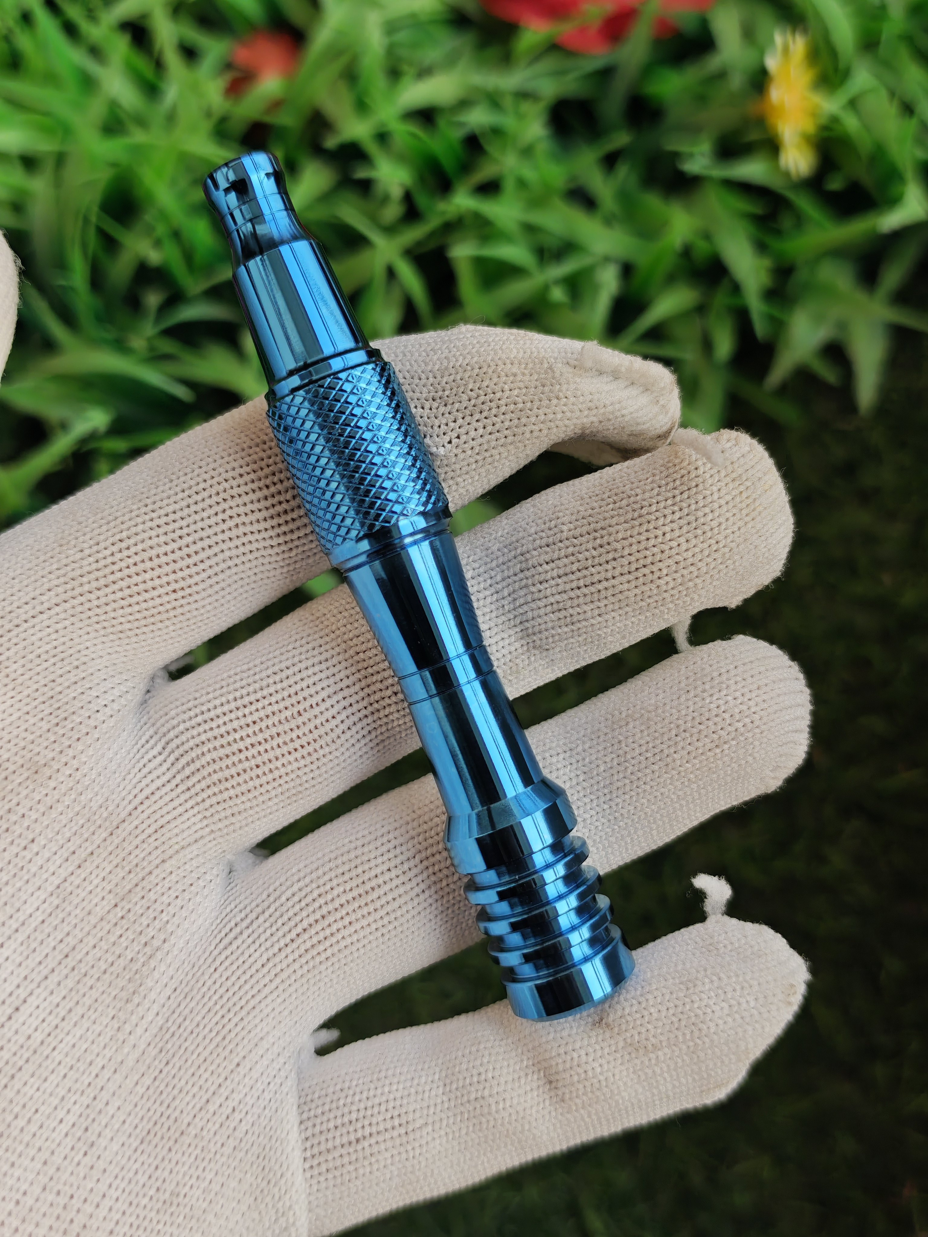 新出大款钛合金阳极氧化蓝色男士老式安全剃须刀手内螺纹m5通用