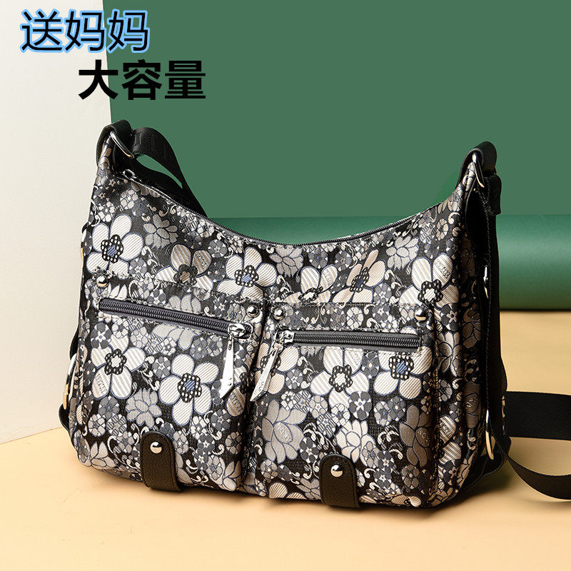 女士斜挎包中老年妈妈包帆布大容量单肩包休闲牛津布中老年女布包