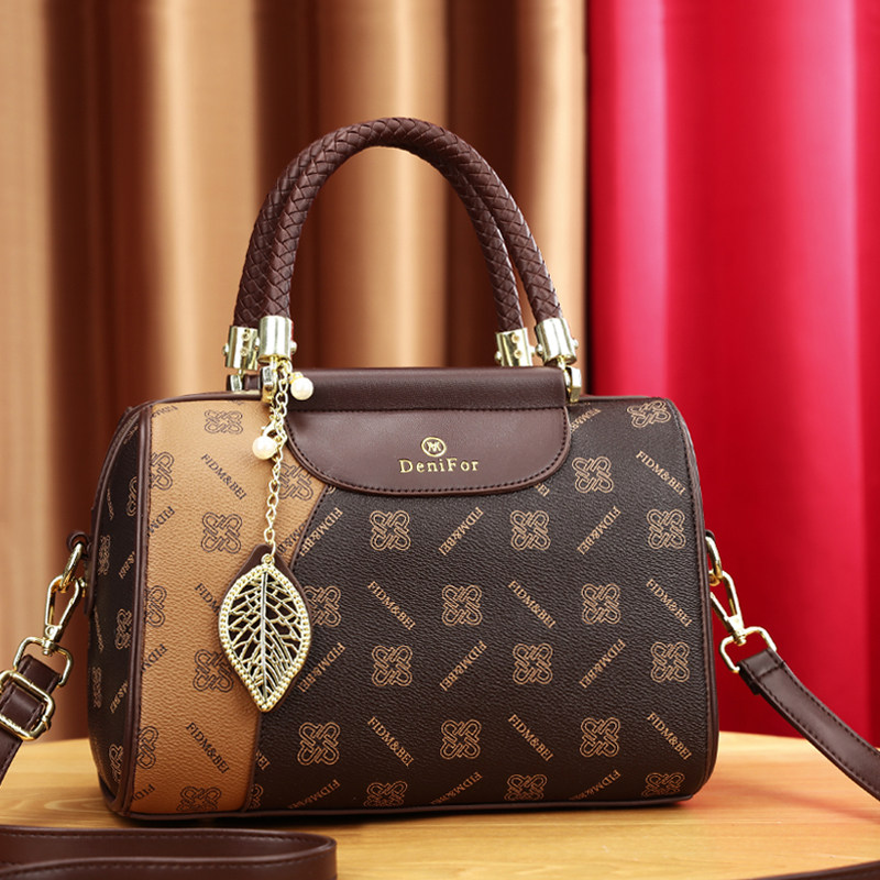 复古高级感小包包女包波士顿枕头包秋冬老花大容量女士斜挎手提包