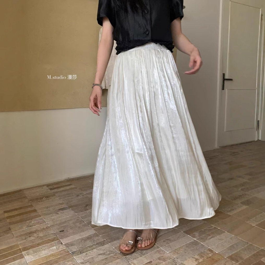 清仓不退换 优雅温柔中长款百褶半身裙女春夏气质百搭长裙5096