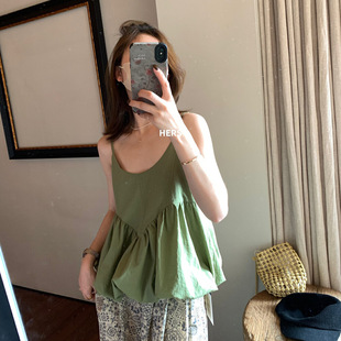 清仓捡漏 简约韩系气质减龄遮肚学院风通勤纯欲风小吊带背心2071