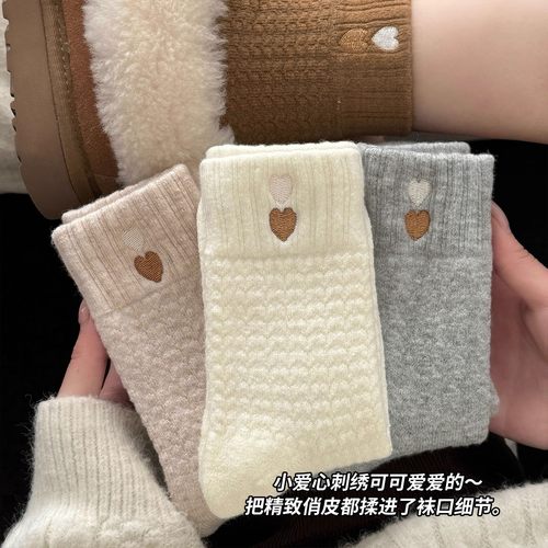 秋冬女加绒加厚中筒睡眠长袜