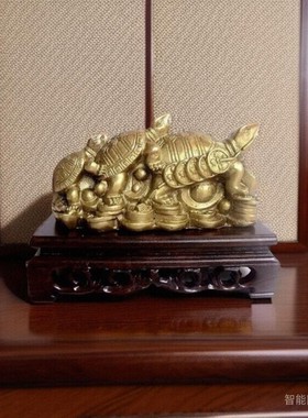 三代金钱龟纯铜摆件代代福禄
