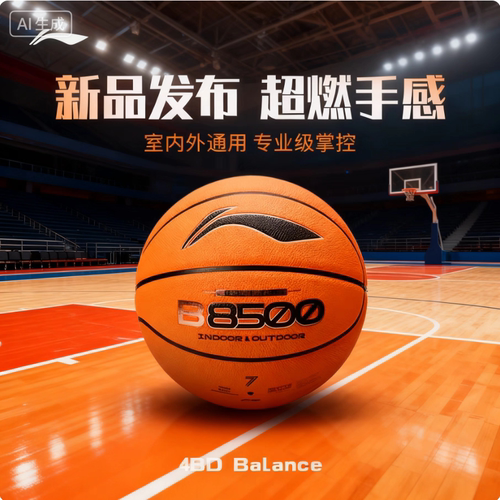 李宁4BD竞赛篮球B8500成人7号室内吸湿超细纤维防滑耐磨085-B1
