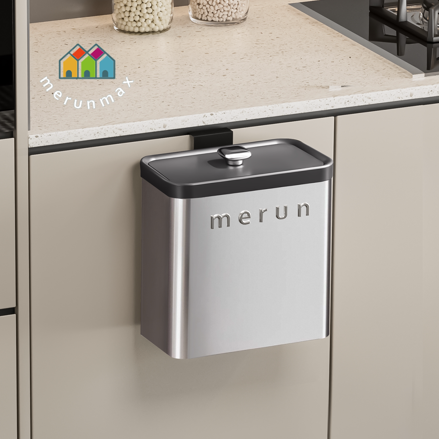 英国厨房专用厨余垃圾桶厨房壁挂不锈钢家用带盖磁吸轻奢2026新款