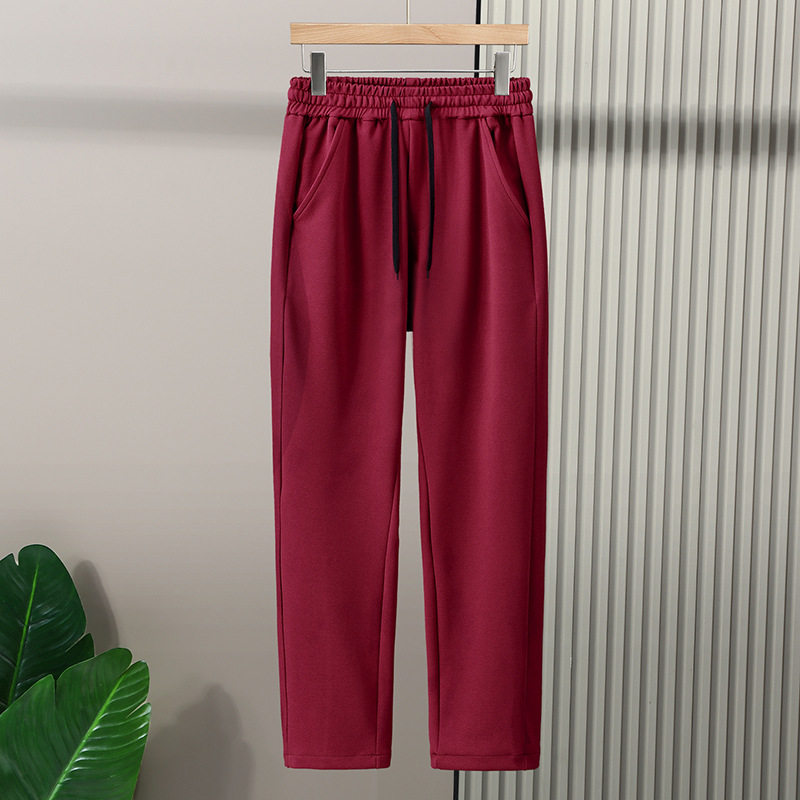 300斤胖子裤子男 大码男裤加肥加大运动裤宽松直筒肥佬休闲长裤红