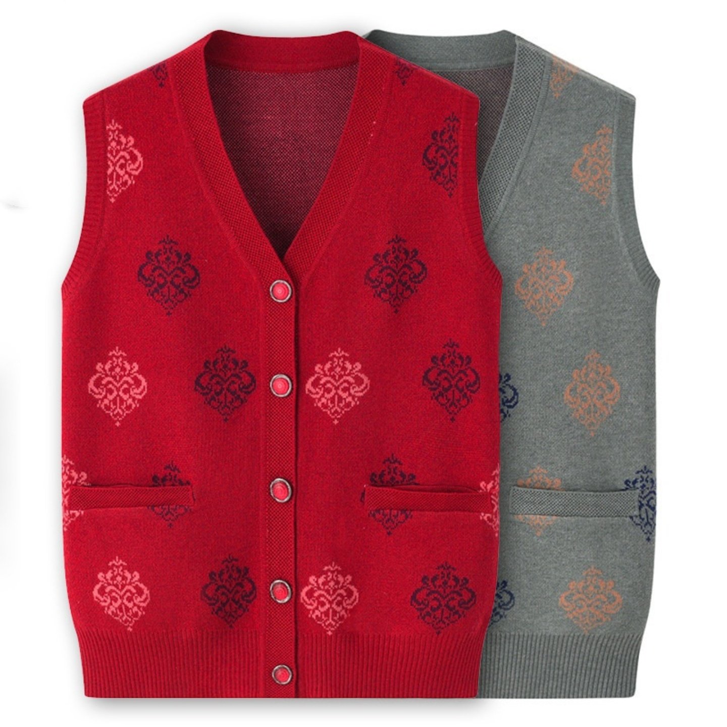 老太太毛衣背心春秋外穿无袖针织