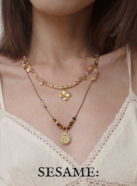 清新海螺吊坠天然水晶串珠项链度假原创设计小众春夏新品