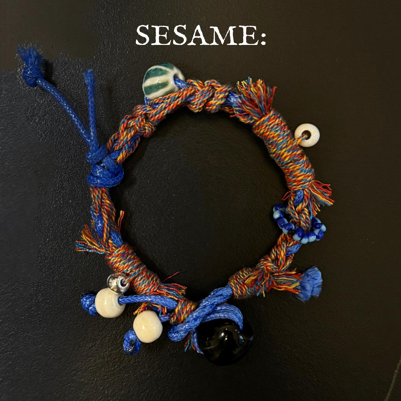 飒米蓝烟花藏式手工编绳手链陶瓷转运红手绳五彩绳