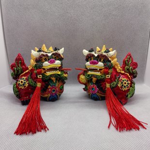 北京景区热销故宫颐和园文创锦盒对狮装饰摆件招财好运装饰品礼物