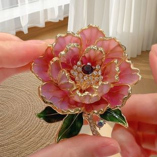 古典胸花气质别针花朵旗袍汉服配饰品 高档牡丹花精致胸针国潮中式