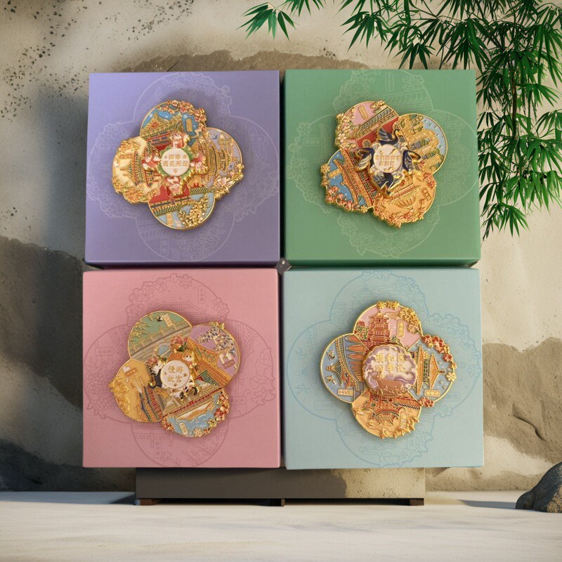 2025新款景点四季节气旋转冰箱贴颐和园圆明园长城故宫天坛主题