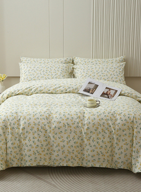 原棉磨毛四件套全棉回暖秋冬加厚柔软床上用品床单款床笠款三件套