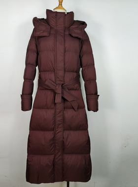 Y8719冬季2025新款连帽收腰显瘦长款加厚白鸭绒羽绒服外套路姆西