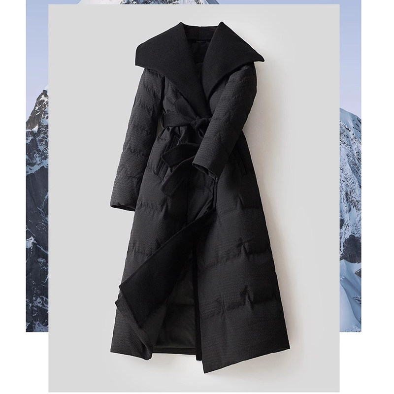 白鹅绒大翻领羽绒服bxv拼接羊毛