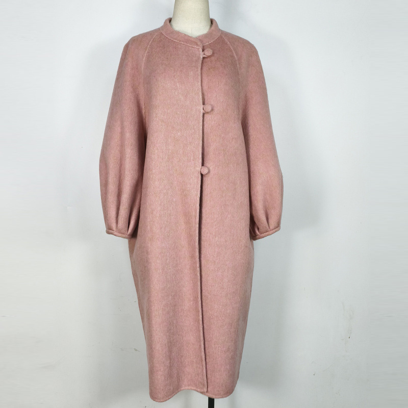 D25552新款2025秋冬长款宽松兔毛绵羊毛双面羊绒大衣毛呢外套3QR