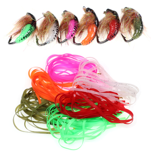 若虫皮躯体材料  飞蝇钩毛钩仿生饵绑制DIY弹性硅胶皮 6色10条装