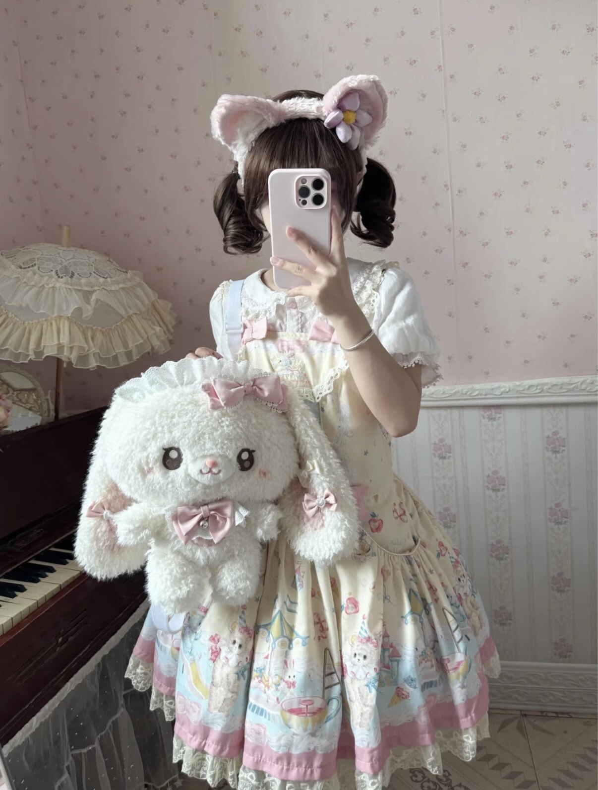 全新紫瑟气泡水Violet Bubbly星愿兔白色卷毛款Lolita百搭