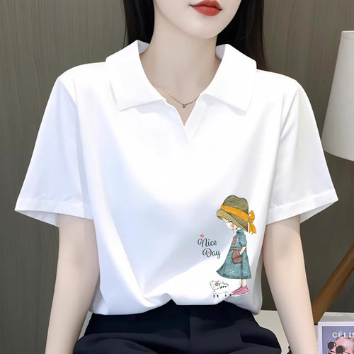 纯棉短袖翻领POLOt恤上衣女减龄