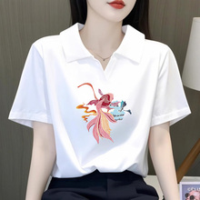 外贸欧货夏季时尚设计感减龄百搭洋气短袖POLO衫体恤100%纯棉上衣