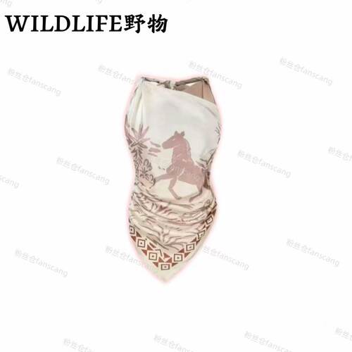 WILDLIFE｜丝巾拼接挂脖吊带背心C-001M7542
