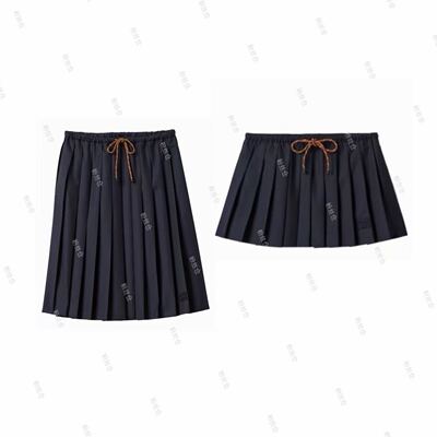 MIU｜女士褶饰中长半身裙C-001M7322