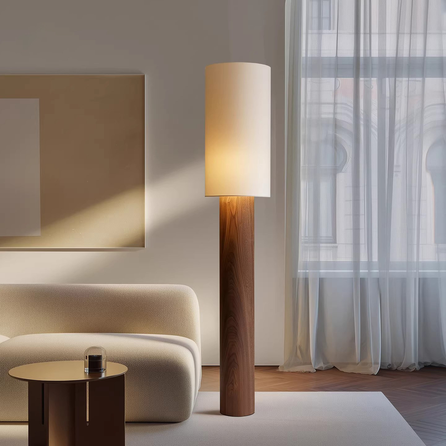 中古风实木落地灯别墅客厅沙发旁卧室书房设计师创意氛围装饰灯具