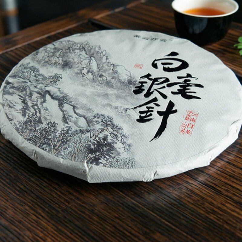 银针茶357g白茶全芽头一口料饼茶