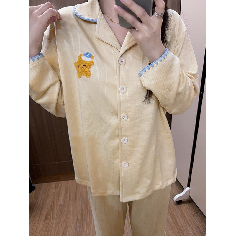 日系星星睡衣女可爱翻领
