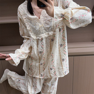 套装 家居服 长裤 韩系睡衣女云朵棉米奇春夏花边可外穿公主风长袖