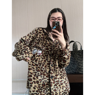 日系卡通凯蒂猫加厚豹纹睡衣女秋冬保暖法兰绒长袖长裤家居服套装