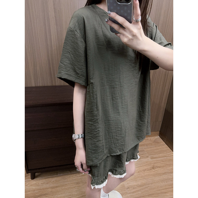 日系花边睡衣女棉麻夏季可外穿