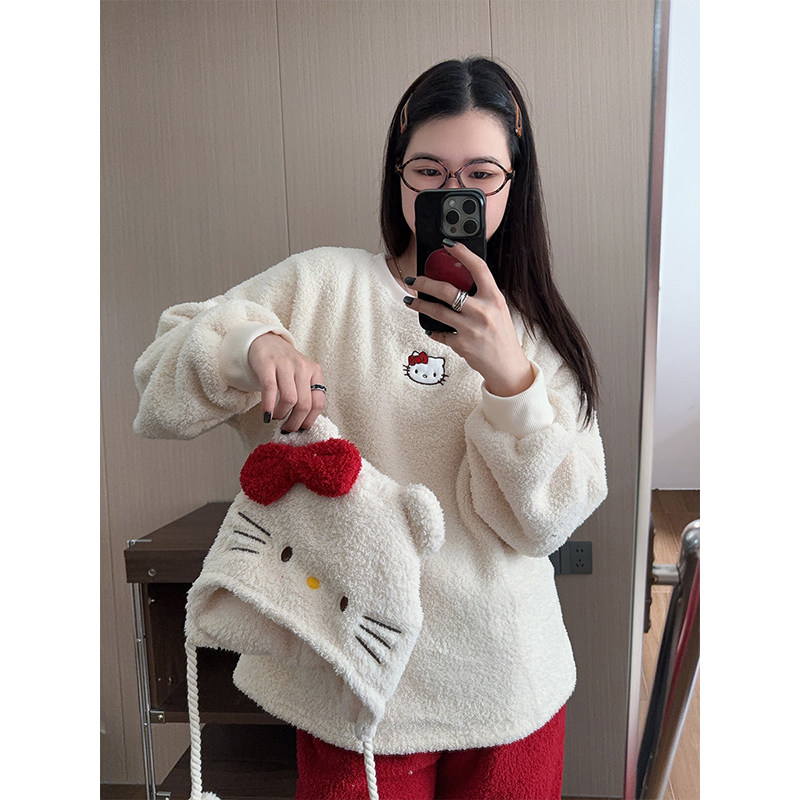 日系卡通凯蒂猫加厚米粒绒睡衣女秋冬保暖圆领长袖长裤家居服套装,女士内衣/男士内衣/家居服,睡衣/家居服套装,淘宝优惠券,粉丝福利购,淘宝优惠卷