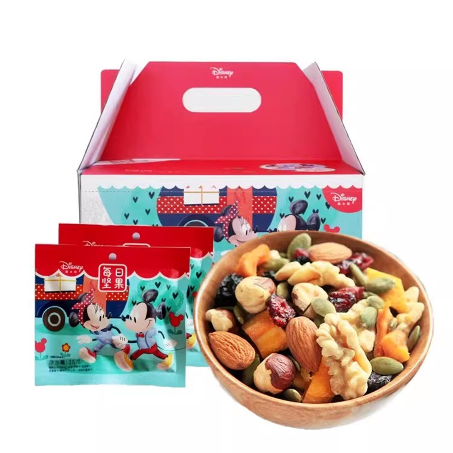 迪士尼每日坚果750g 混合坚果礼包干果零食礼盒独立包装30袋送礼