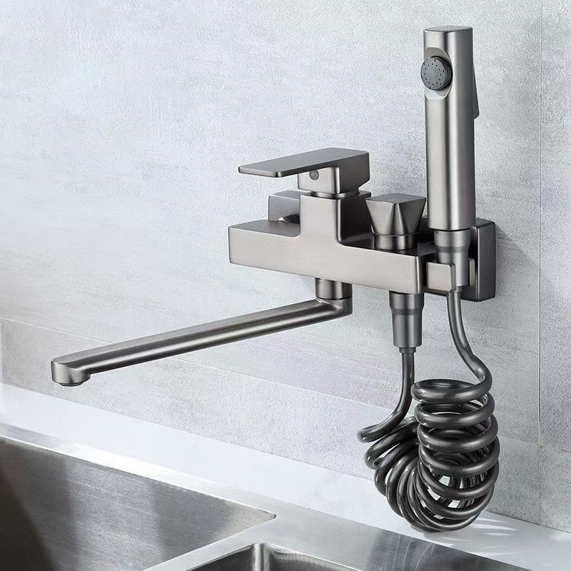 枪灰色入墙式混水阀水龙头冷热水卫生间洗面盆阳台厨房枪灰色菜盆