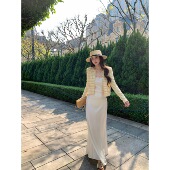 现货 薄款 EAU MER 春季 香芋&柠檬小香风针织开衫 短上衣