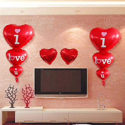 串串心形铝膜气球婚庆婚礼婚房结婚求婚浪漫场景布置装饰用品网红