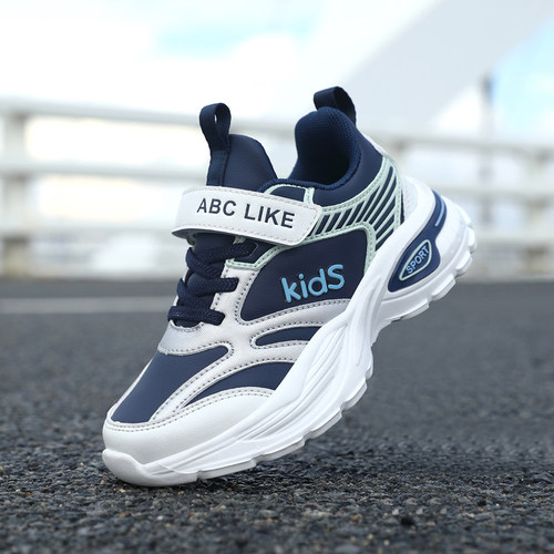 ABC男童鞋秋季皮面防水儿童轻便软底跑步鞋青少年时尚休闲运动鞋