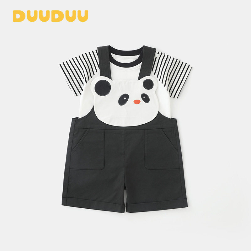 DUUDUU熊猫2025夏季薄韩式风宝宝连体衣夏季短袖上衣服婴儿背带裤,童装/婴儿装/亲子装,套装,淘宝优惠券,粉丝福利购,淘宝优惠卷