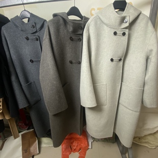 双面羊毛大衣时尚韩系手工羊绒外套带帽中长款呢子百分百气质百搭
