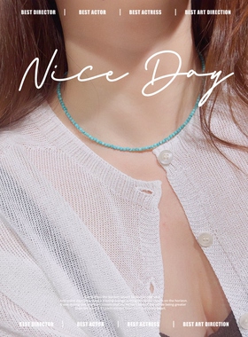 天然绿松石小米珠锁骨链新款