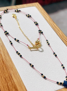 原创设计天然蓝晶石黑尖晶石项链