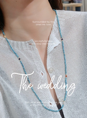 原矿绿松石小米珠四圈手串项链