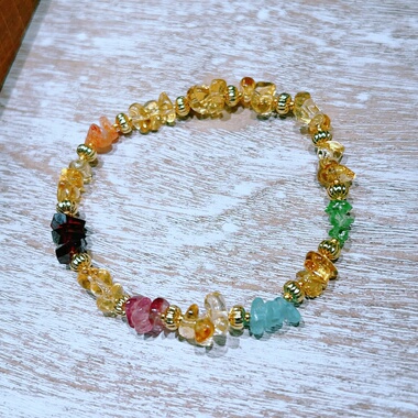 天然黄水晶碎石手链多宝女款