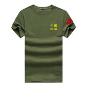 军绿刺绣国旗中国T恤特种兵作训T恤军迷战术背心黑色圆领纯棉