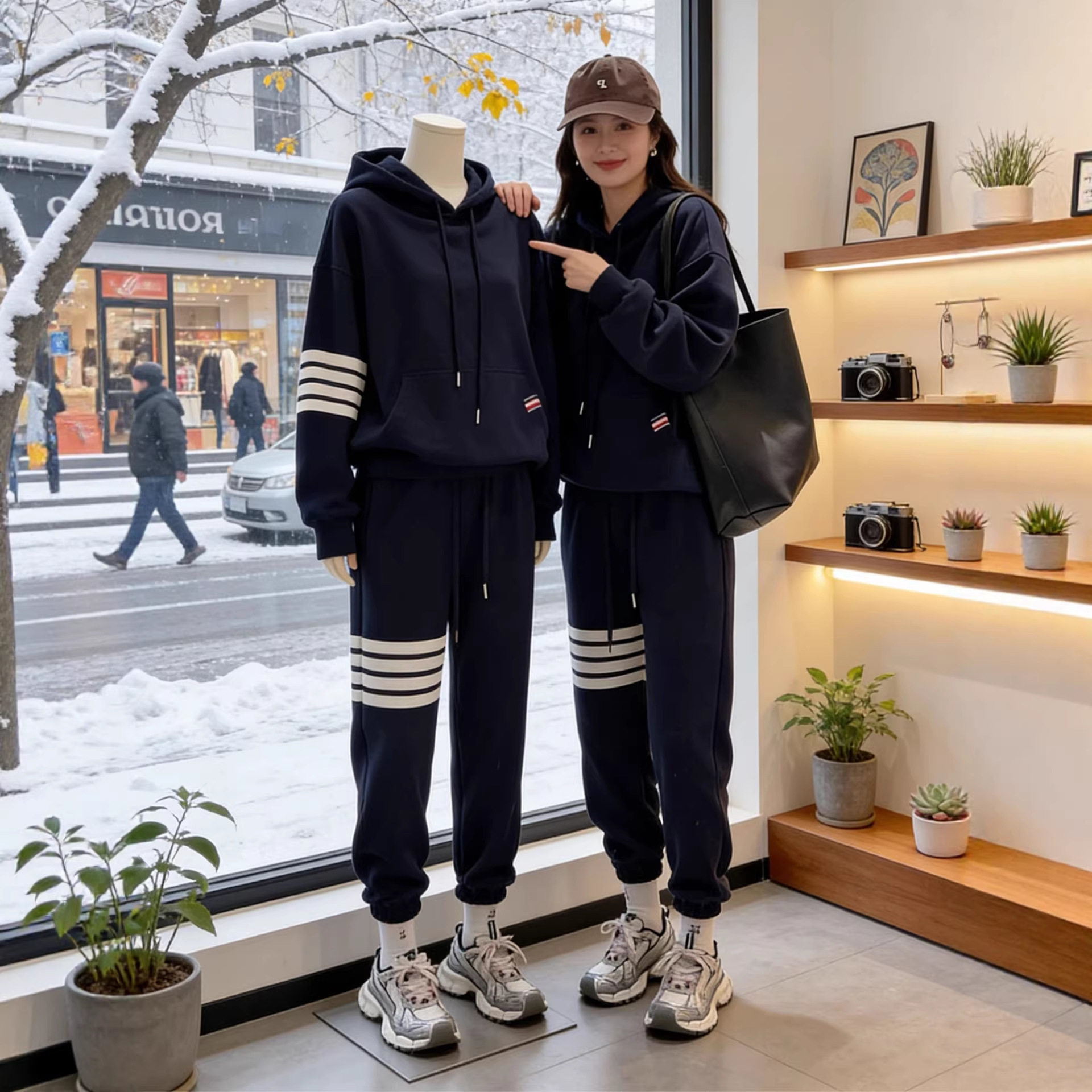 运动套装女春秋2026年新款宽松休闲时尚洋气欧货卫衣两件套跑步