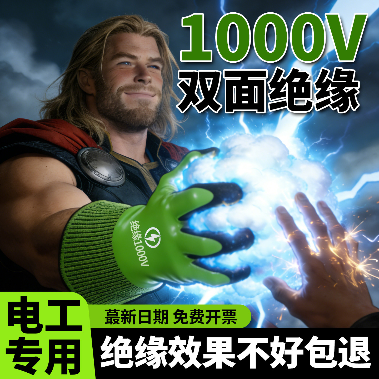 德国1000V绝缘手套家用电工防电专用380v低压防静电带电作业双面